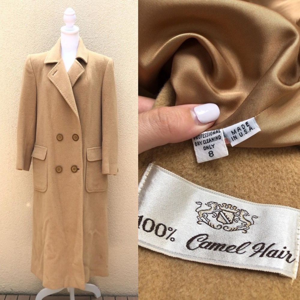 1990 Images by I&A camel hair double breasted camel brown coat, Sz 8